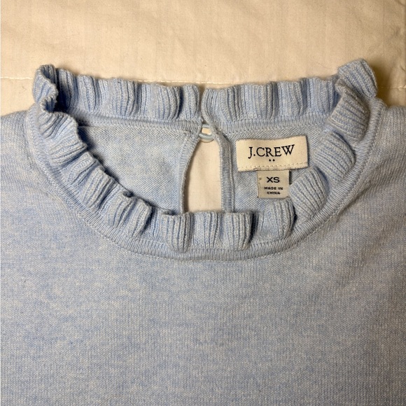 J.Crew Light Blue Ruffle Neck Sweatshirt Top Size XS - Picture 8 of 9